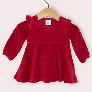NWT Polarn O. Pyret holiday dress red‎ velour ruffle size 1-2 months